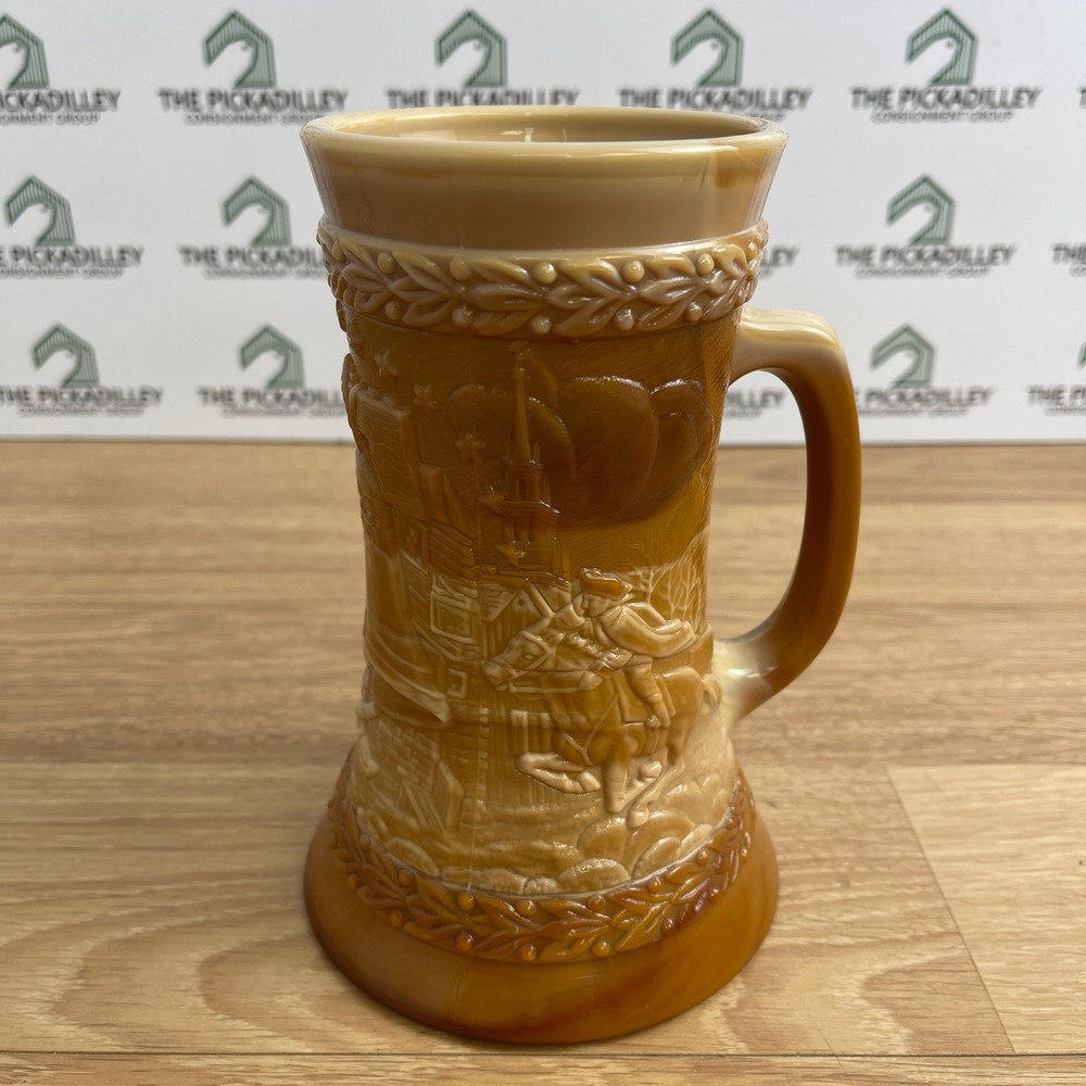 Fenton Slag Glass American Bicentennial 1776-1976 Beer Stein Amber Paul Revere